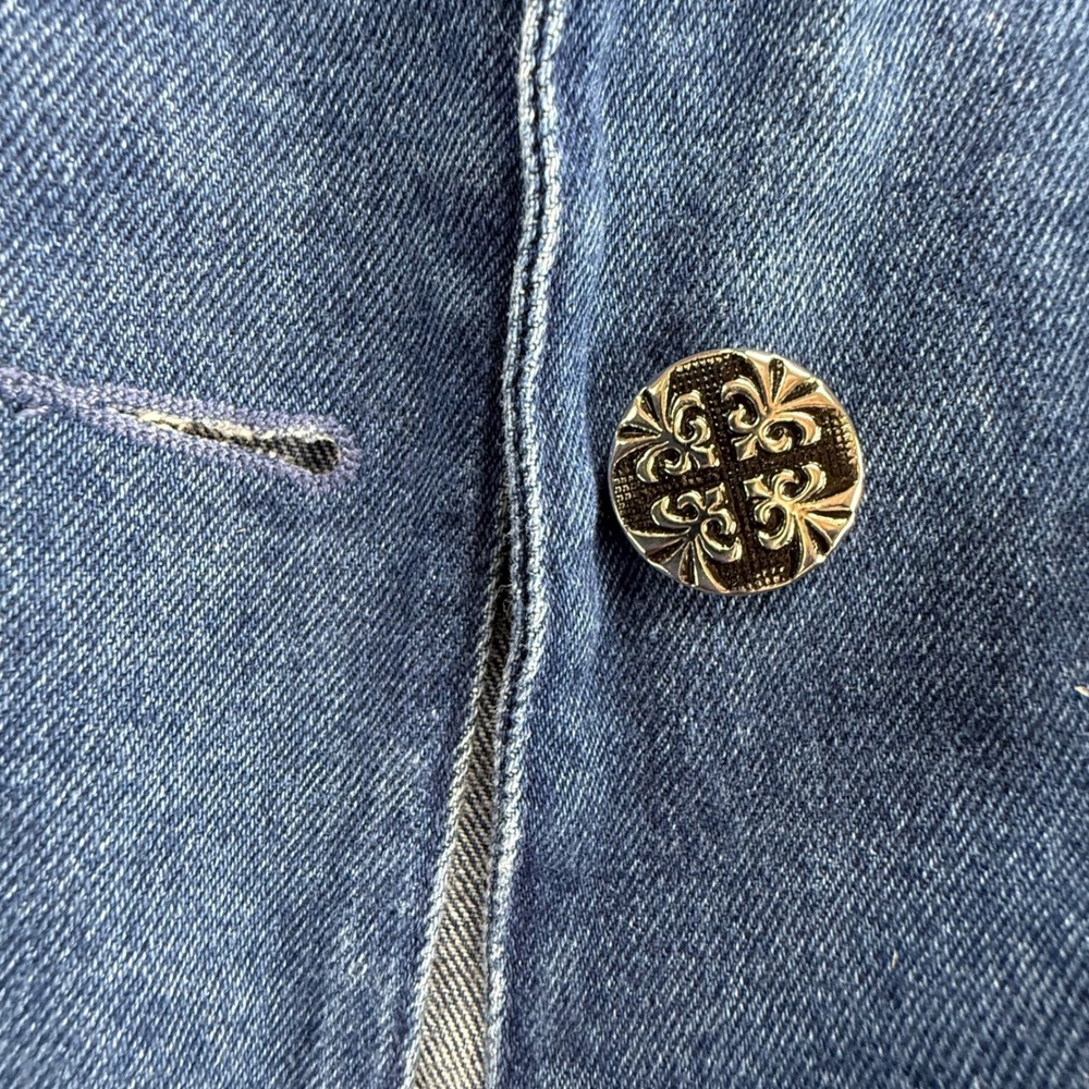 Vintage Joanna Denim Blazer Jacket Blue Cotton Single Button Shoulder Pads M - Picture 12 of 13